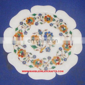 Exclusive Marble Inlay Plate Handcrafted Marble Inlay Plate