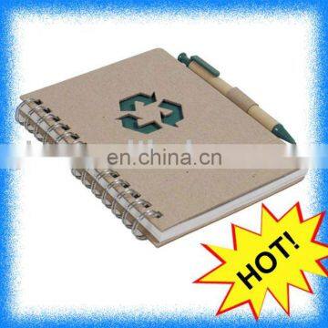 spiral eco recycled paper notebook with ball pen