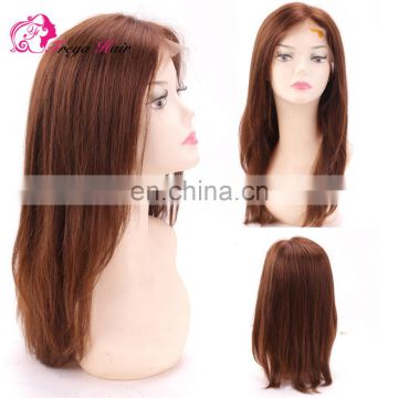 Hot Selling Good Feedback brawn Color Natural Wave 100% Human Hair Virgin Brazilian Lace front Wig With Pre Plucked Hair Line