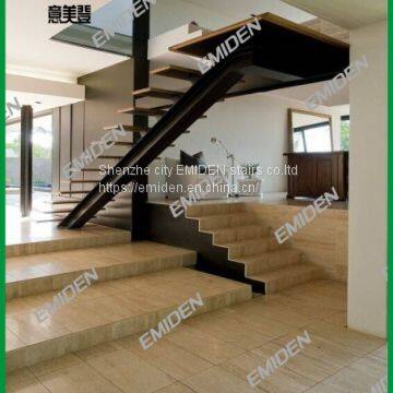 Shenzhen Yi Mei Deng Stairs Supply Indoor Straight Beams Steel Wooden Stairs Simple and Beautiful photo-2
