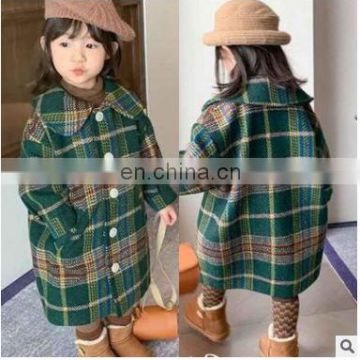 New products for autumn and winter 2020, children's woolen coat, girl, Korean style, western style plaid coat