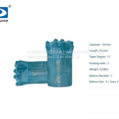 Skystone 34mm 7 botton 11 degree Tapered Rock Drill Button Bits Rock Drilling Bits