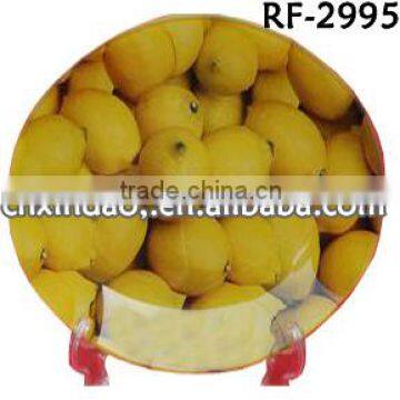 Alibaba Express Fruit Designed Round Glass Cake Plate for Clear Pressed Glass Plates