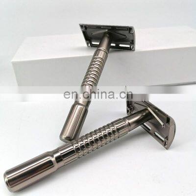 Matte Sliver OEM Face Razor Color Wet Shaving Double Edge Private Label Brass Safty Razor photo-4
