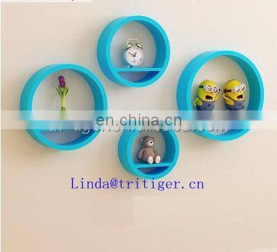 Colorful Red Blue Cute Round Wall Ledge Shelves Wooden Household Decor photo-5