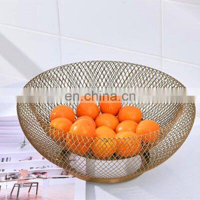 Black Wire Iron Mesh Vegetable Storage Fruit Bowl, Decorative Black Wire Basket