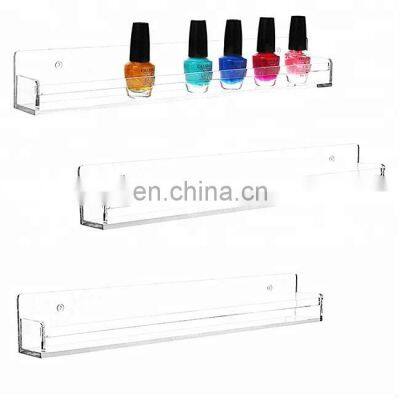 Set of 3 Clear Acrylic Wall Mountable Nail Polish, Essential Oil Display Shelves