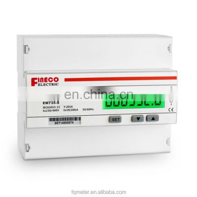 EM735-S CT 3*230/400V three phase 400V power kwh meter digital 3 phase on din rail watt hour meter with read