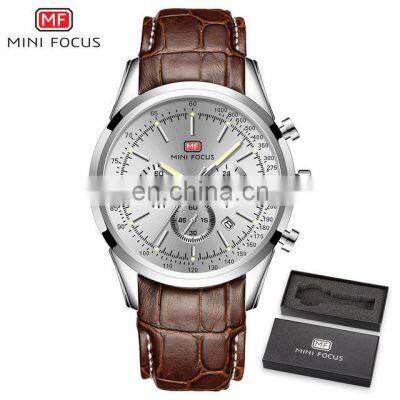 Mini Focus MF0116G Branded Quartz Watches Chronograph Leather Custom Logo Mens Watch Set photo-2
