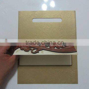 2016 New Design Fancy Chocolate Flower Wedding Cards Wooden