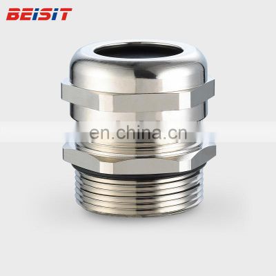 Nickel-plated Brass IP68  Metric Length Threaded Metal Cable Gland Reinforced Connector PG