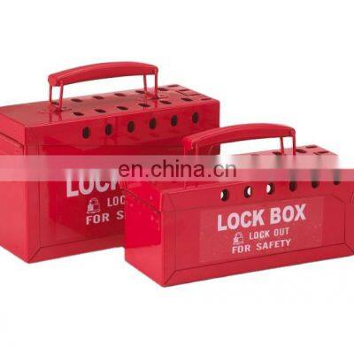 portable metal group lockout box with red color