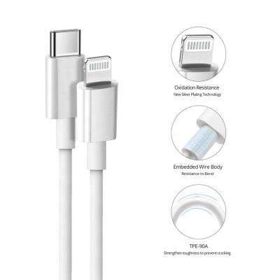 White Original Usbc to Lightning Cable for Apple Iphone 12 13 Fast Charger Mfi Certified Factory photo-2