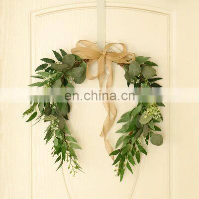 Wholesale Horseshoe-shaped Decorative Wreath Wall Hanging With White Seed Cuttings Eucalyptus Garlands Ornament photo-5