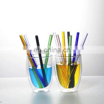 Custom Reusable Borosilicate Printed Glass Colorful Drinking Straw Cute Transparent Smoothie Glass Straws For Dessert