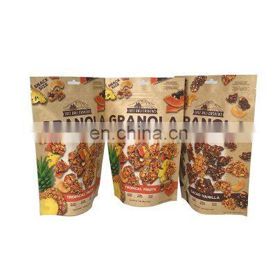 resealable  zipper matte finished stand up  moisture proof recyclable  biodegradable kraft paper bag for sancks nut