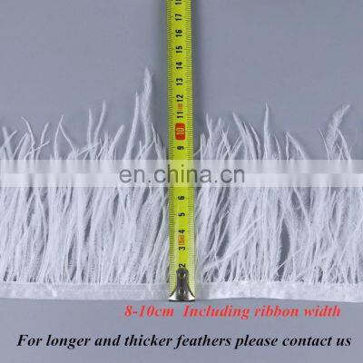 1 Meter Multicolor Real Ostrich Feather Trims Ribbon 8-10cm White Ostrich for Dress Clothing Decoration Sewing Feathers Crafts photo-4