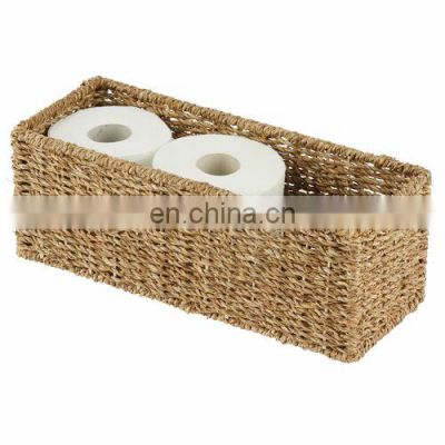 Handmade Organic Natural Woven Seagrass Bathroom Storage Basket multifunction Woven Natural Paper holder vietnam cheap wholesale