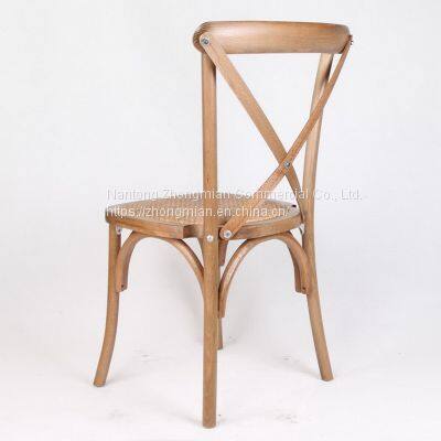 Crossback Chair Beech Wood Material Stackable With Cushion Seat With Rattan Surface EN12520 Standard photo-4