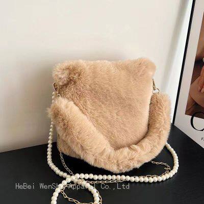 038Single Shoulder Crossbody Bag Women's Bag Temperament Fashion Plush Bag Cute Everything Wholesale Fur Bag