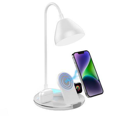 4 In 1 Wireless Charger Table Lamp Multifunction Chargers Stand With Lamp Eye Protection Wireless Fast Charger