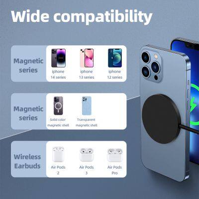 Factory Custom Transparent Charger Pad for Iphone 14 13 Magnet Charging Built in 1.5M Cable Fast Magnetic Wireless Chargers photo-4