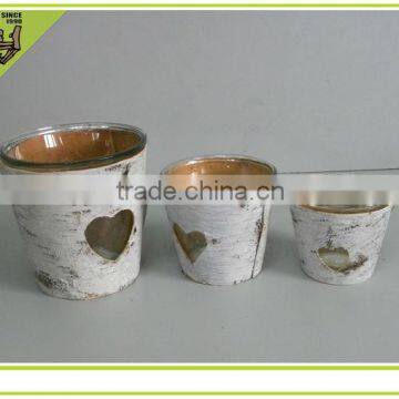 natural material birch bark glass pot candle holder