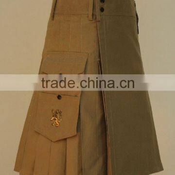 Utility Cargo Kilt With Two Side Cargo Pockets On Both Side Made Of Poly Cotton Cloth