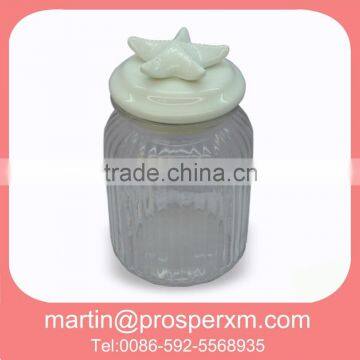 2014 New produst glass canister with ceramic cover