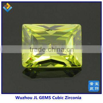 Lab Created Rectangle Olive Yellow cz / cubic zirconia gemstone with Made in China