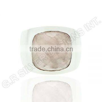 rose quartz cushion gemstone ring jewelry,sterling 925 silver solid band rings jewellery