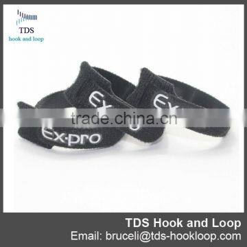 Hot sale Elegant black reusable custom logo hook and loop cable tie