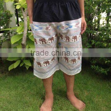 Hippie shorts pants elephant pattern Cotton 100% from Dobbytex Thailand