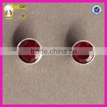 Simple Wholesale Cheap Stud Earring Classic Natural Ruby Stone Earrings photo-3