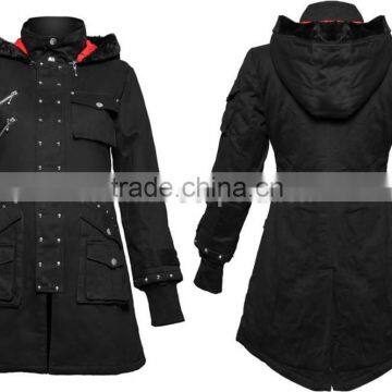 GOTHIC COTTON LADIES JACKET BLACK COLOR WITH HOOD