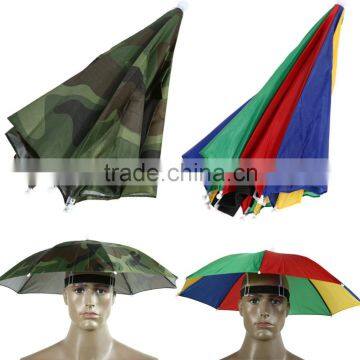 Fordable HeadBand Ajustable SunShade Umbrella Hat Cap Sun Shade for Camping Fishing Hiking Festivals Outdoor Brolly