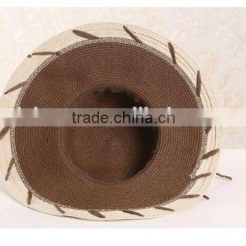 QXSH0014C Summer Rope Wide Brim Fedora Straw Hat Lace Beach Hat photo-5