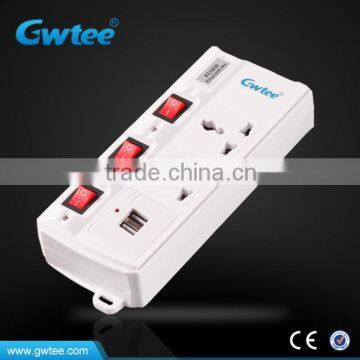 3-pin multi plug USB double socket
