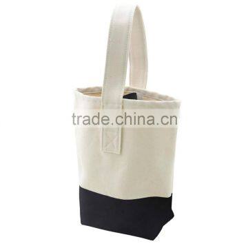 Promotion cheep simple color dipped canvas wine tote bag