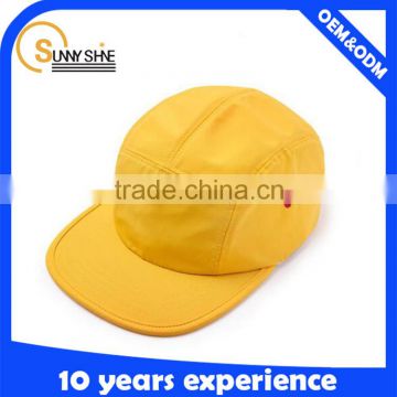 Plain design your own 5 panel hat cap leather patch 5 panel hat wholesale