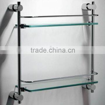 2 tiers glass shelf wall mounted bathroom glass storage shelf