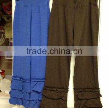 Newest Fashion cotton ladies ruffle pants knit loose Women ruffle pants