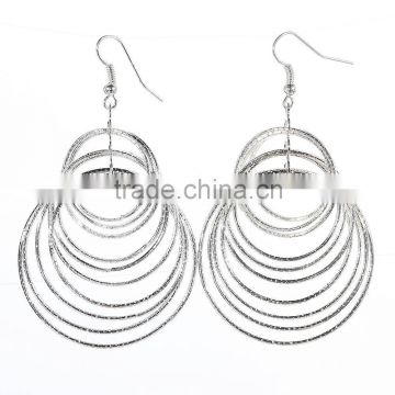 Wholesale Fashion Jewelry Mutil-Layer Silver Plated Gypsy Dangle Fish Hook Earrings