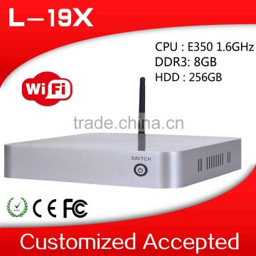 Factory price nuc computer 5200u barebone barebone mini pc L19x E350 Support 3G and WiFi (LBOX-525) 4G RAM 16G SSD