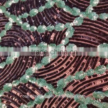 Hot Sell Kint Sequin Embroidery Fabric for Garments for Garment