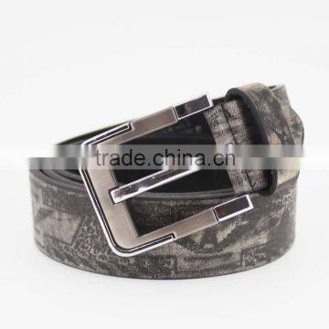 Fashion Style Black Print pu Leather Belt for Man With Shiny Metal Square Accessories in YiWu photo-2