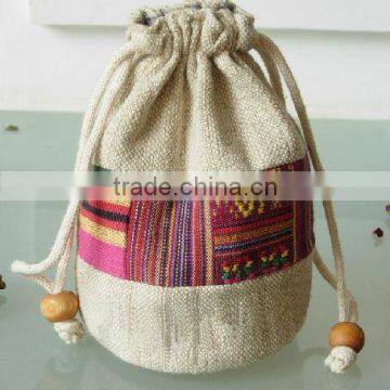 2014 New Style Canvas Bags hemp round bottom drawstring bag buggy bag wholesale