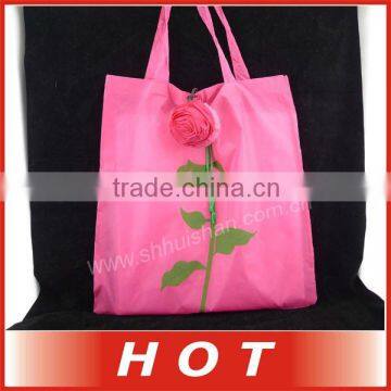 Hot Sale Durable polyester flower reusable shopping bag folding nylon bag