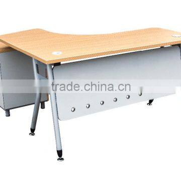 Metal frame wooden office table with drawer