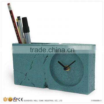 Home Decoration Modern Desk Clock with Penholder